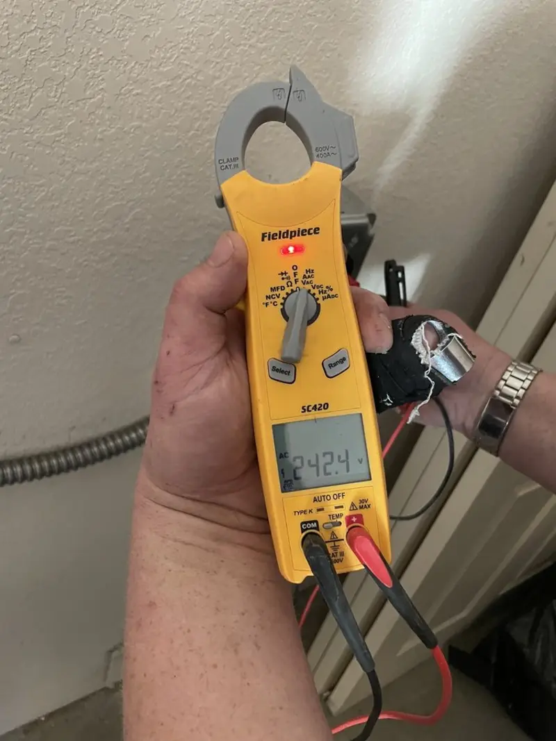 Voltage testing with clamp meter during Hot Tub / Pool Electrical Wiring in Commercial